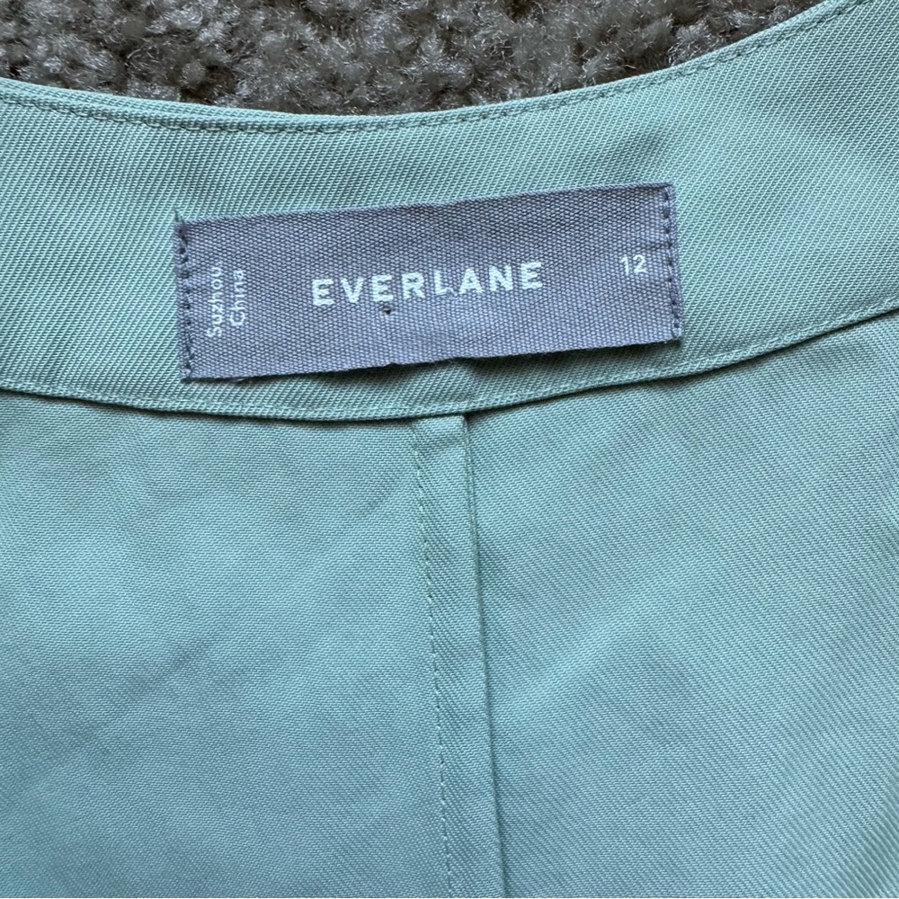 Everlane The Japanese GoWeave Wrap Dress Sz 12 Sage Green Midi Sleeveless - Picture 11 of 14